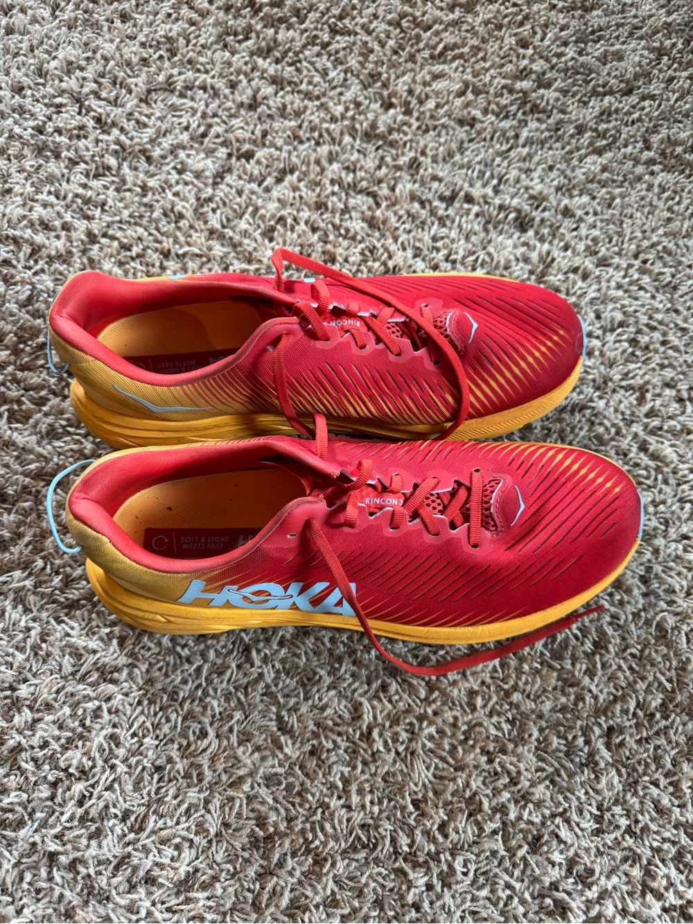 Hoka Men's Red and Yellow Road Running Shoes